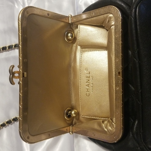 CHANEL Crossbody My Crush Vanity Lambskin Quilted Black Gold Bijoux Chain Handle - Picture 12 of 17